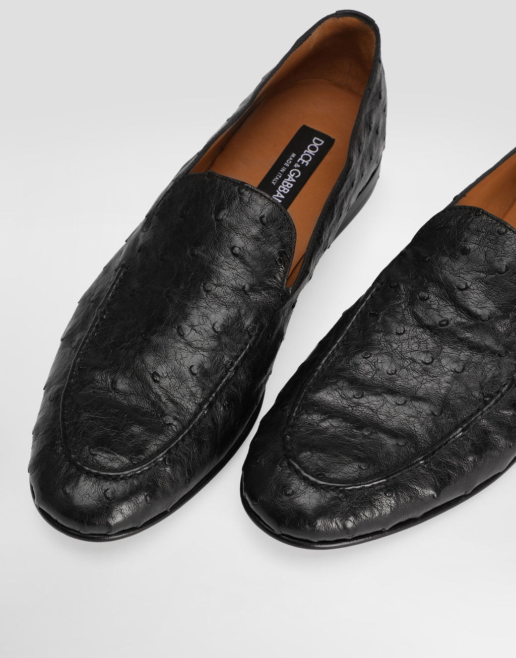 Ostrich leather slippers