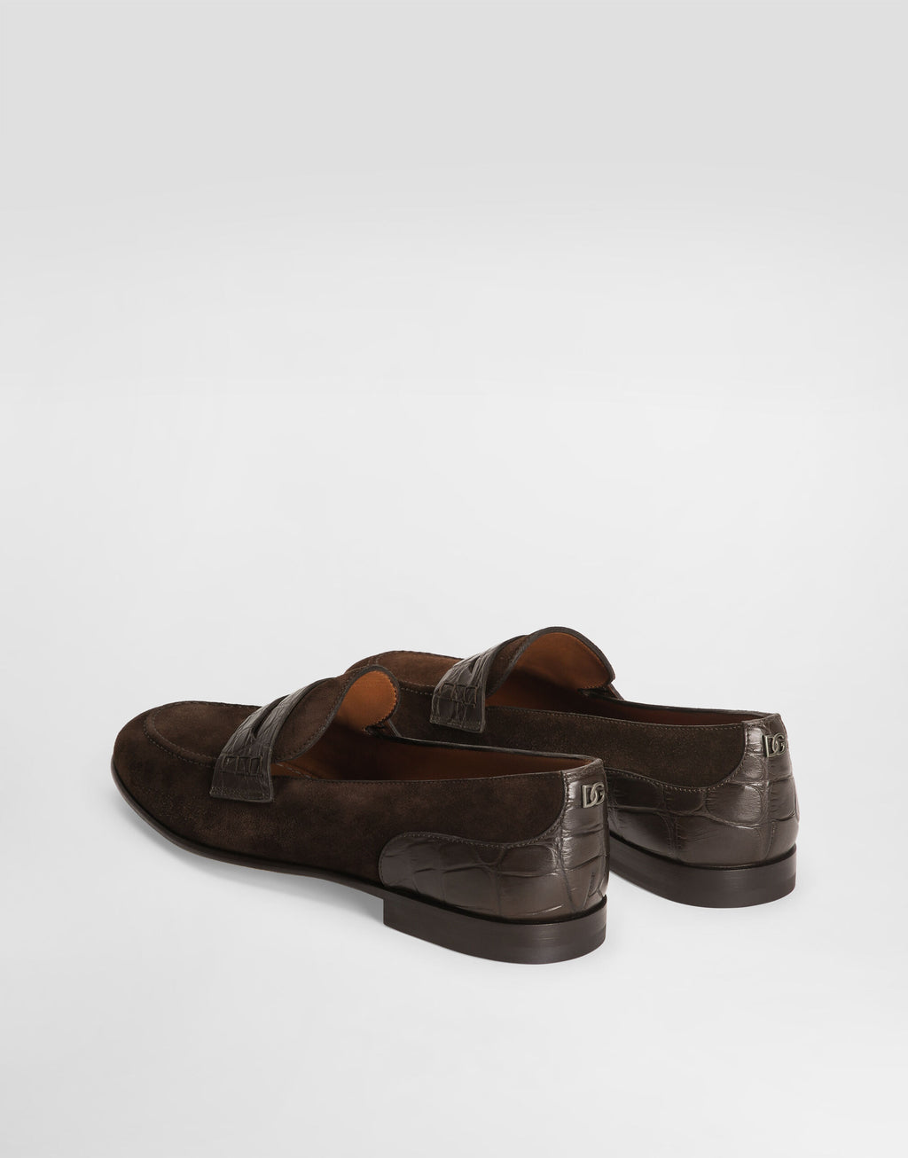 Split calfskin and alligator Shoe