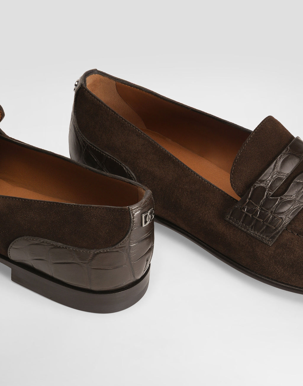 Split calfskin and alligator Shoe