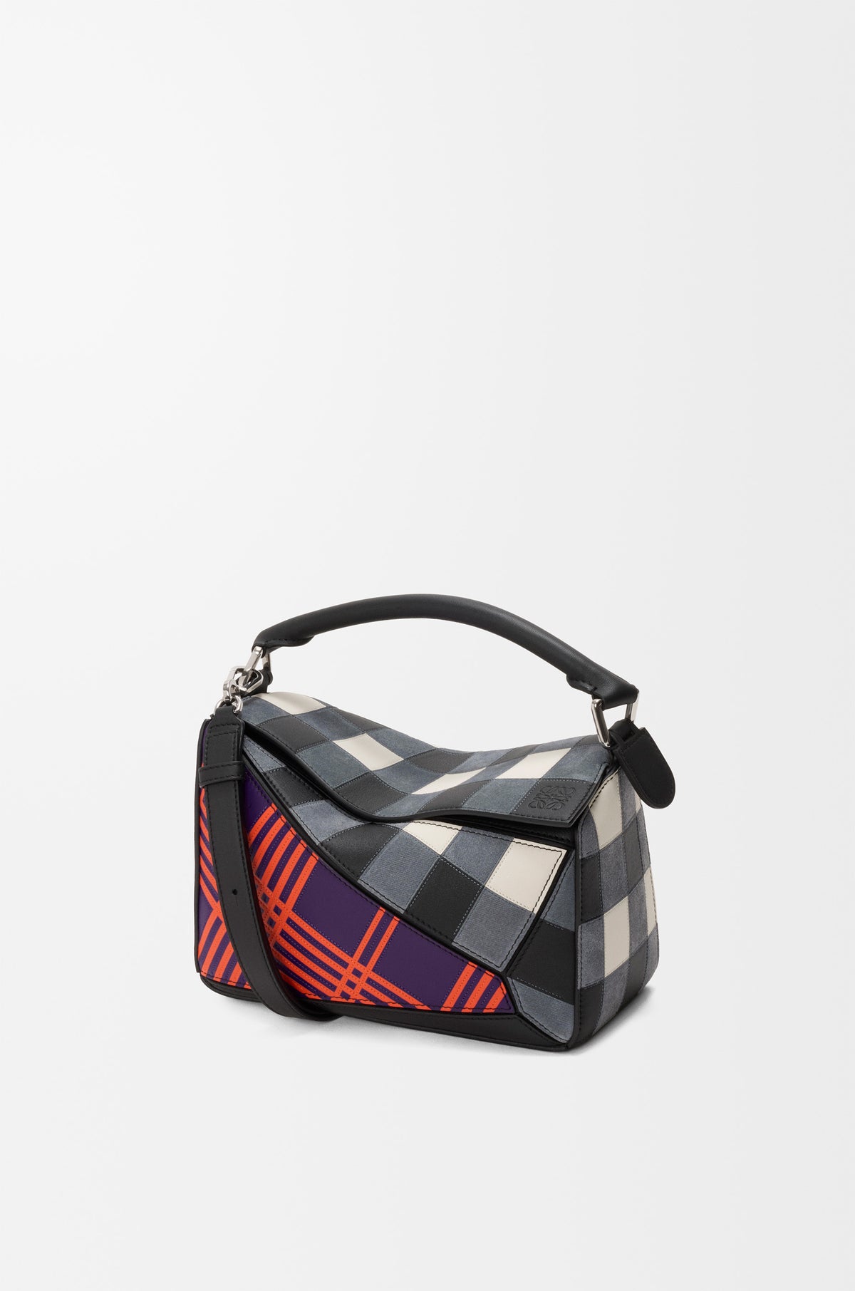 Small Puzzle bag in check intarsio