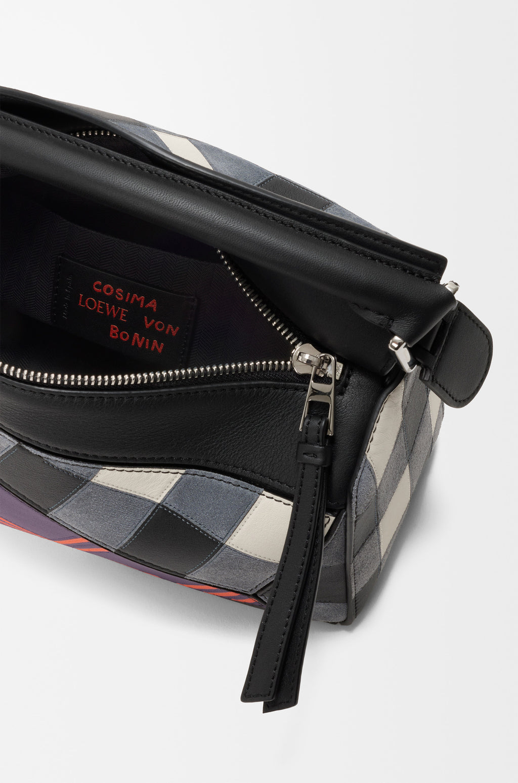 Small Puzzle bag in check intarsio