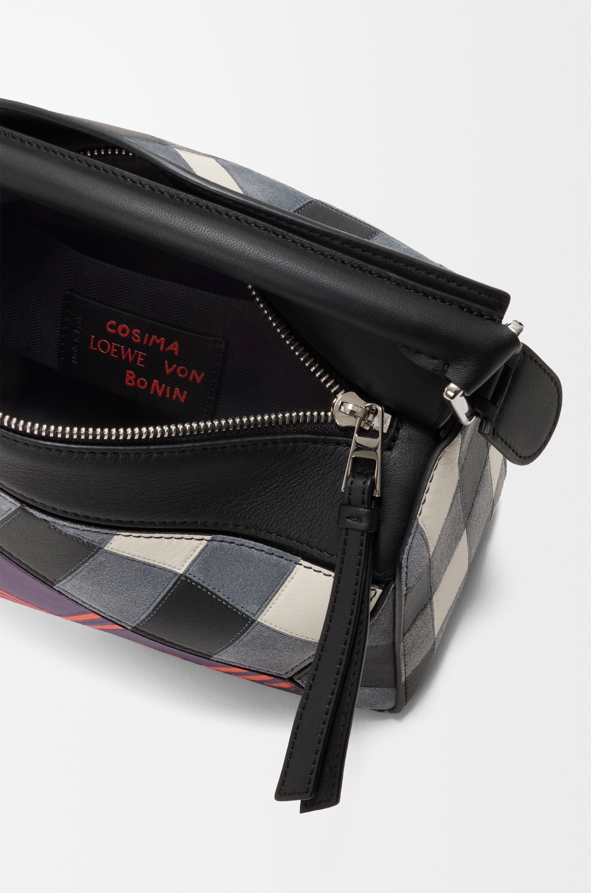 Small Puzzle bag in check intarsio