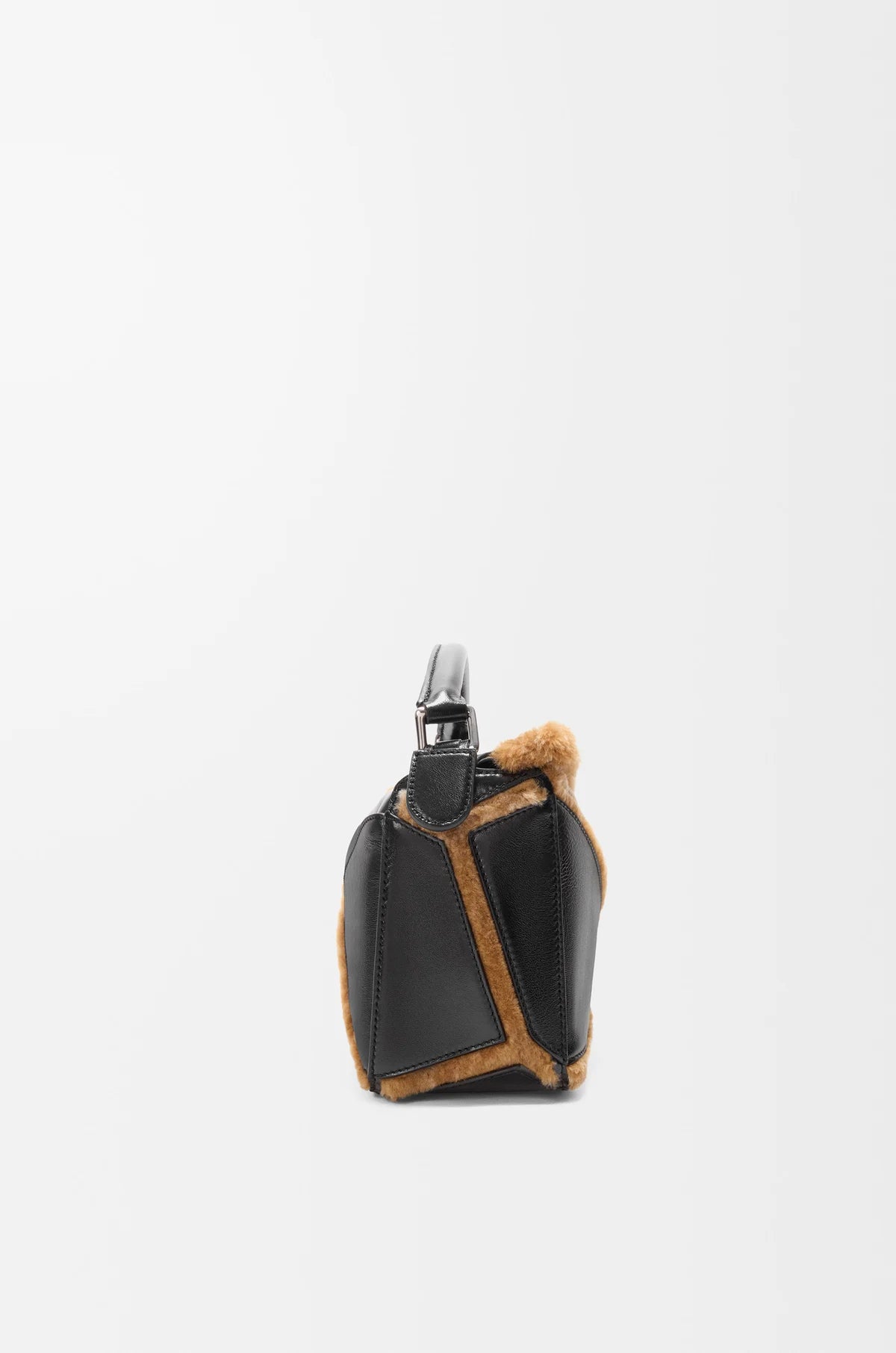 Small Puzzle Aviator bag in glossy lambskin and shearling