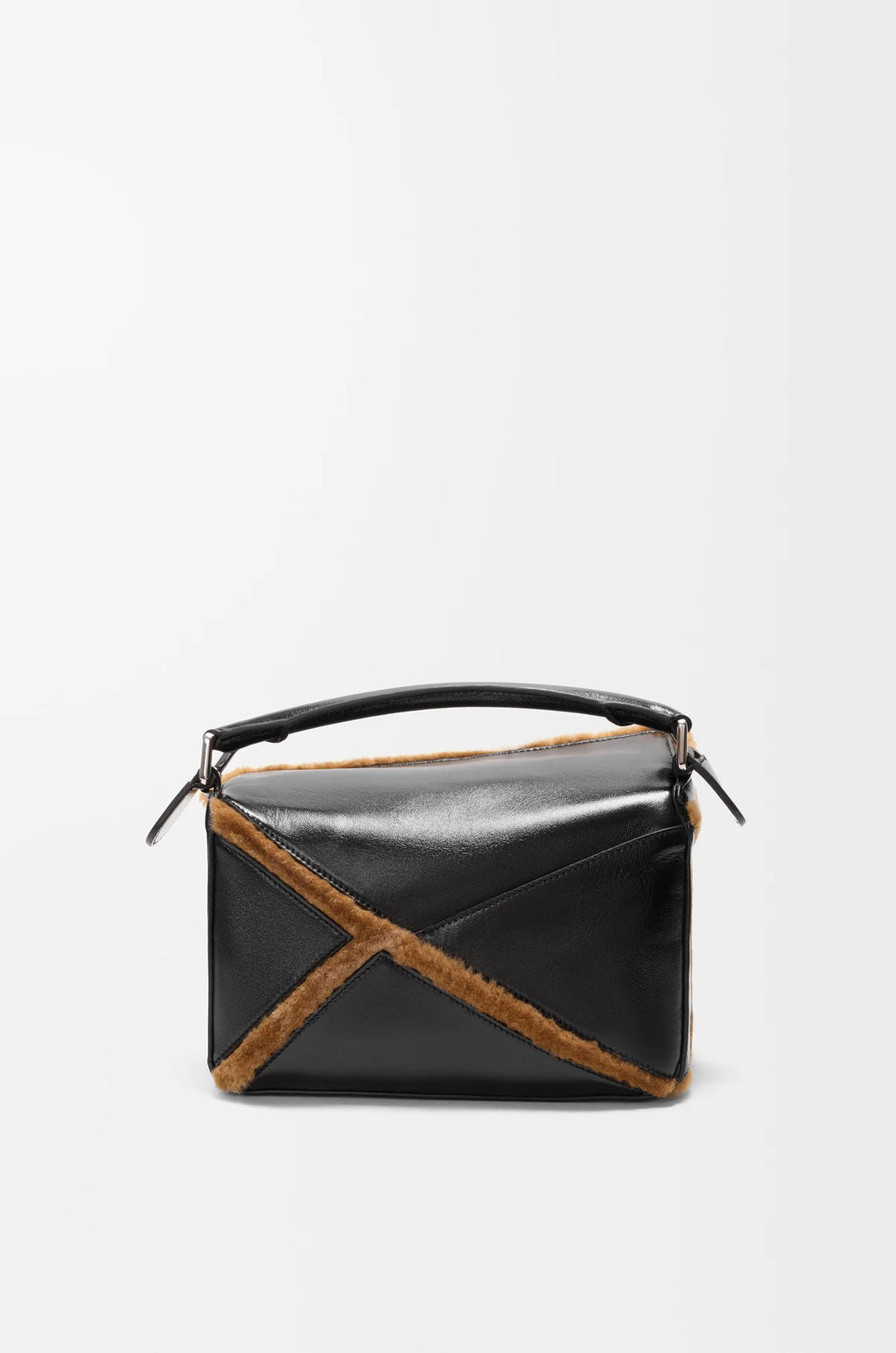 Small Puzzle Aviator bag in glossy lambskin and shearling
