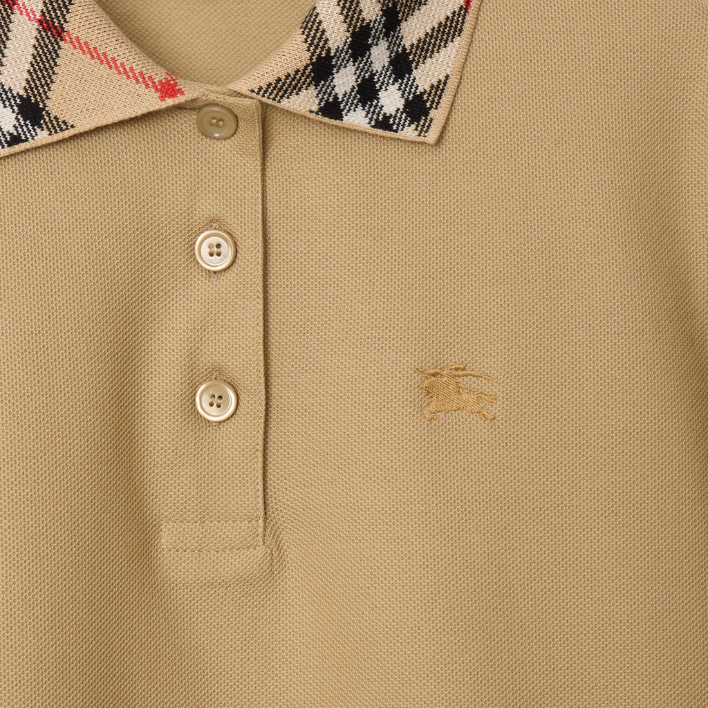 Check Collar Cotton Polo Shirt Dress