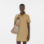 Check Collar Cotton Polo Shirt Dress