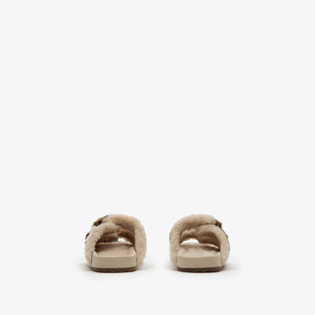 Check Shearling Urchin Sandals RUNWAY DELUXE