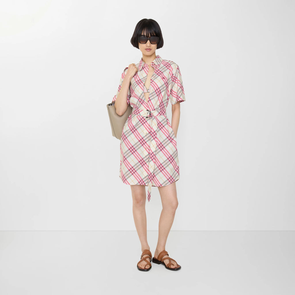 Check Cotton Shirt Dress