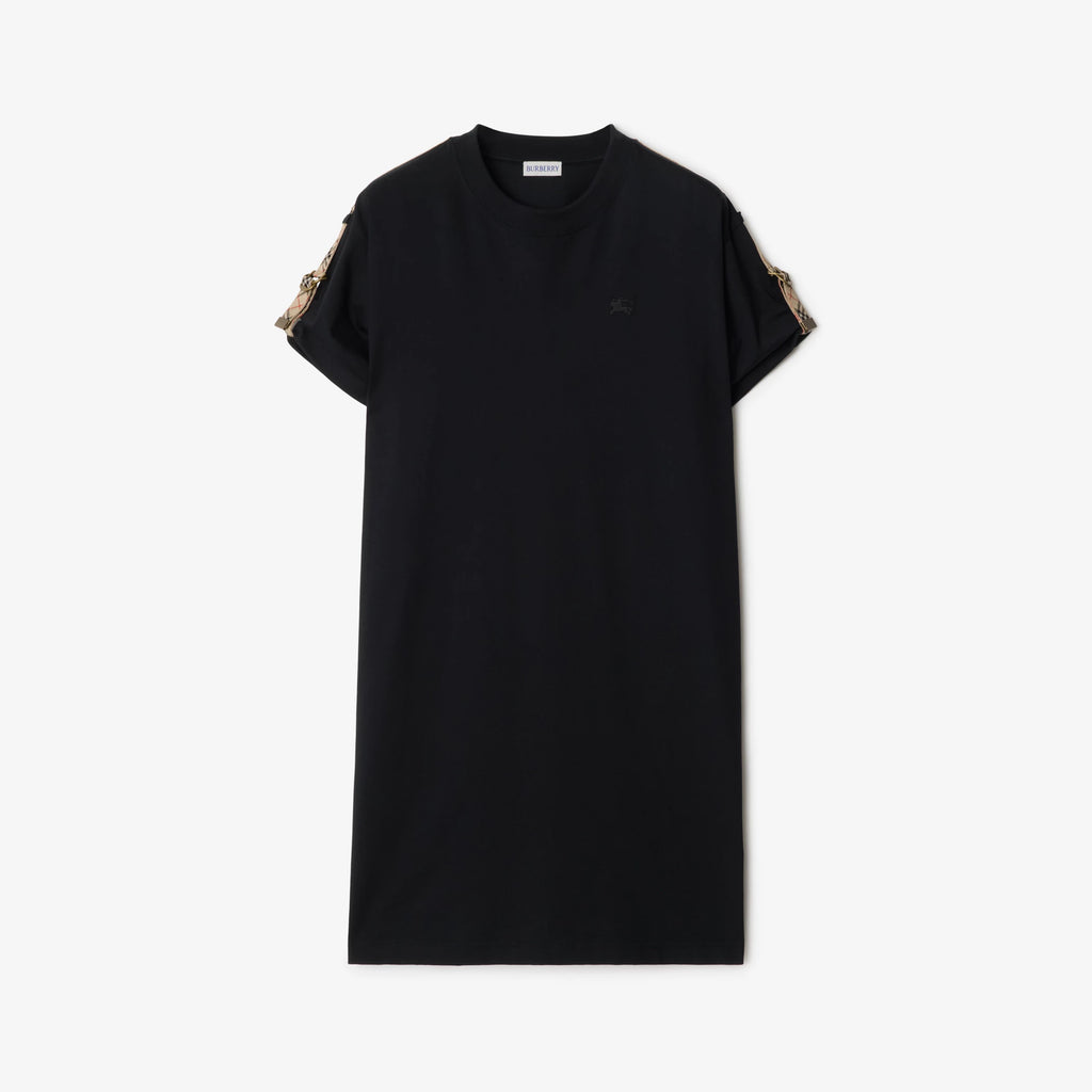 Check Trim Cotton T-shirt Dress