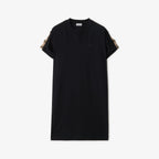 Check Trim Cotton T-shirt Dress