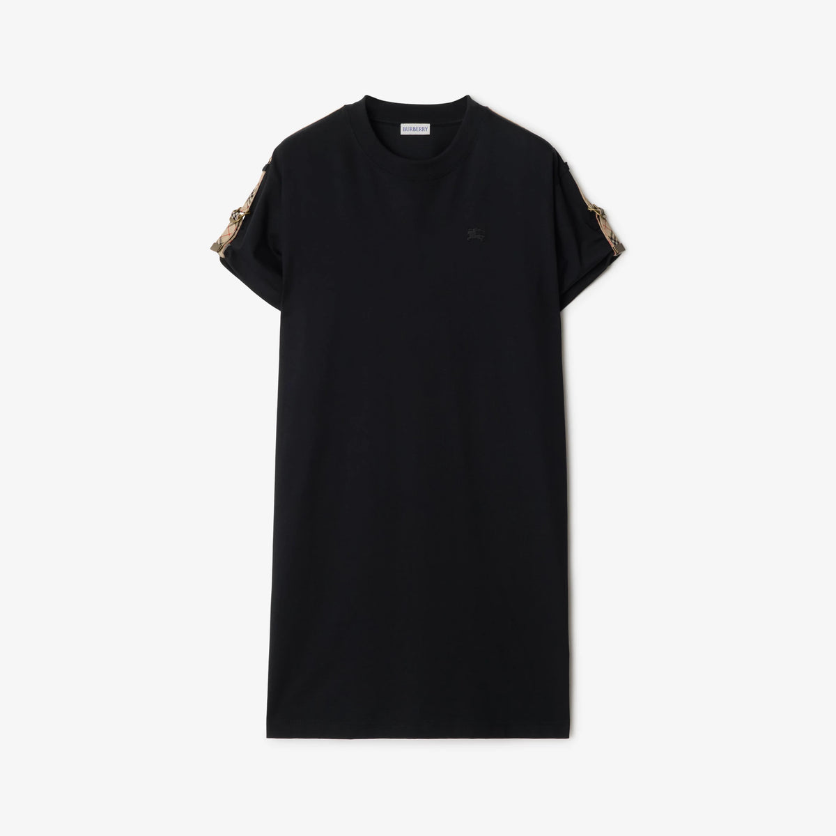 Check Trim Cotton T-shirt Dress