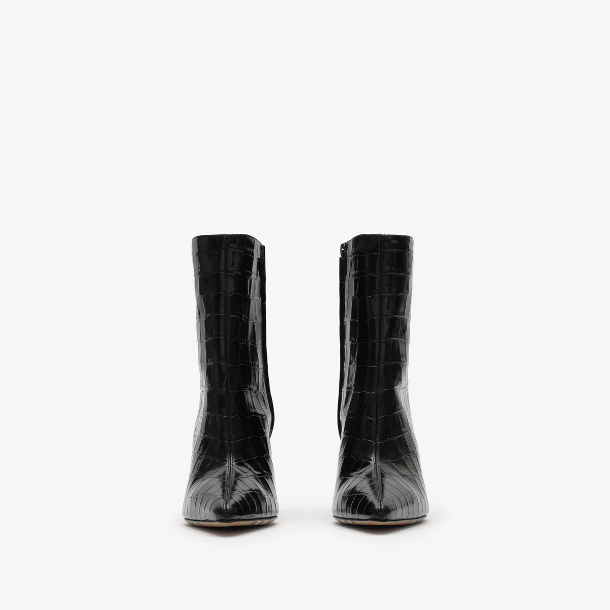 Crocodile-effect Leather Dame Ankle Boots
