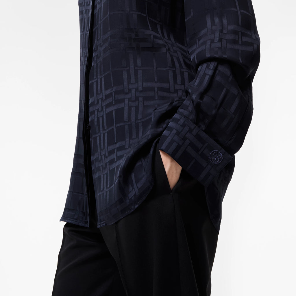 Classic Fit Check Silk ShirtPrice undefined Runway Dark ink blue RUNWAY DELUXE