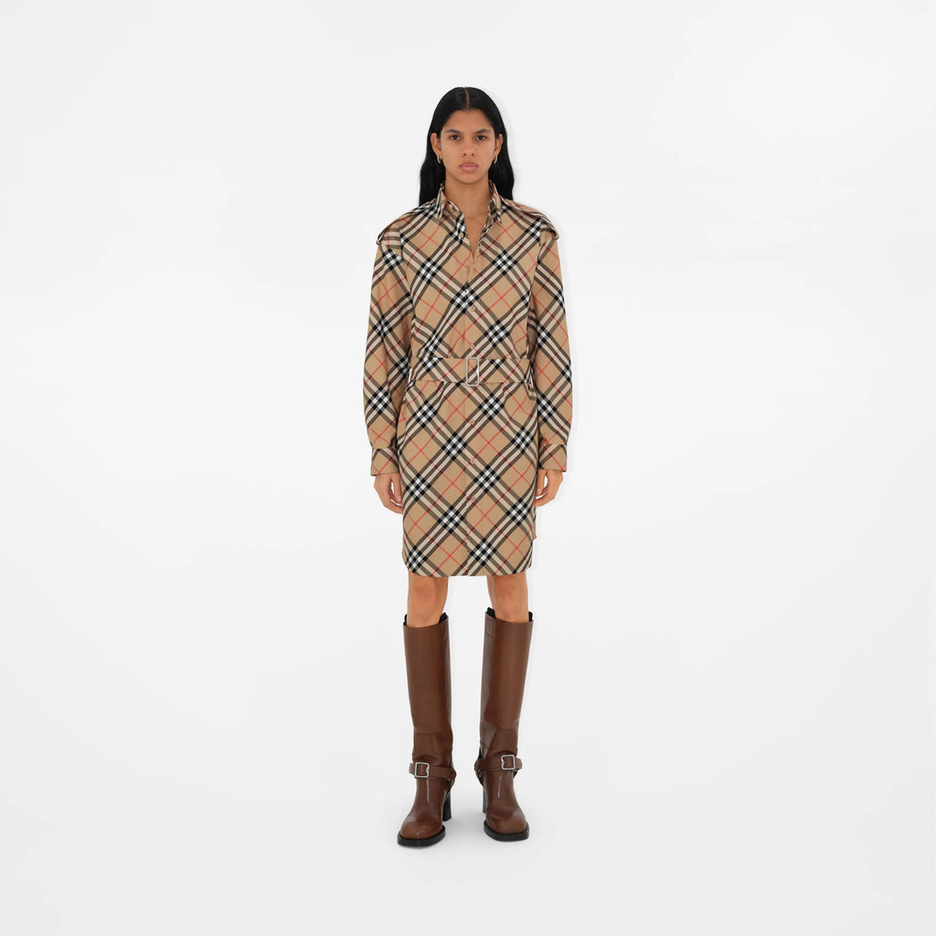 Check Cotton Shirt Dress