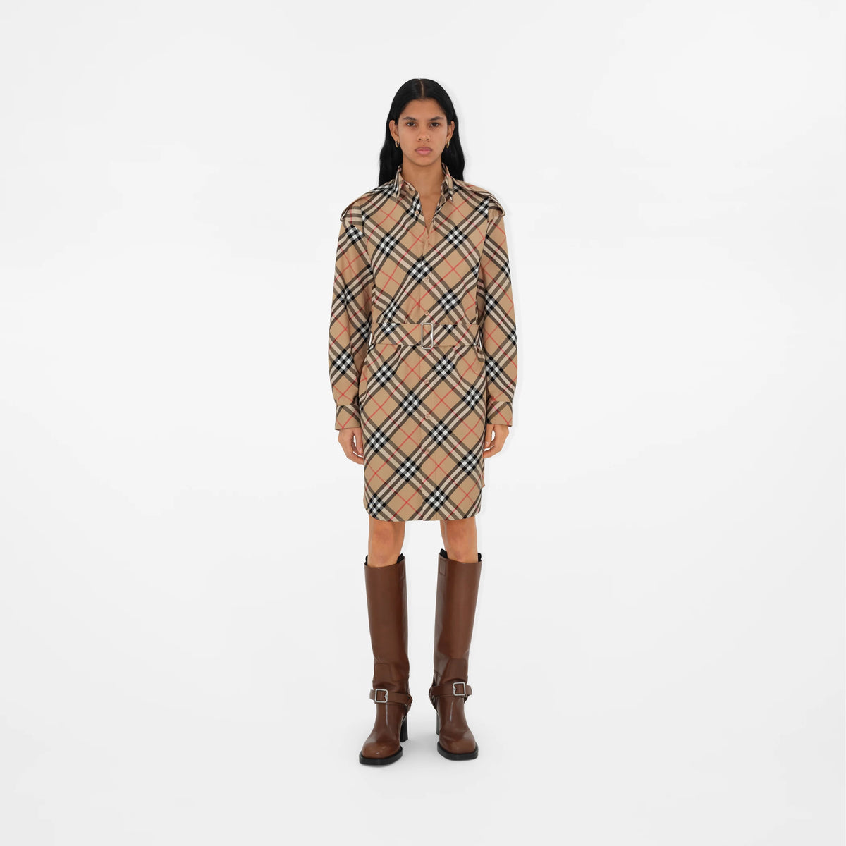 Check Cotton Shirt Dress