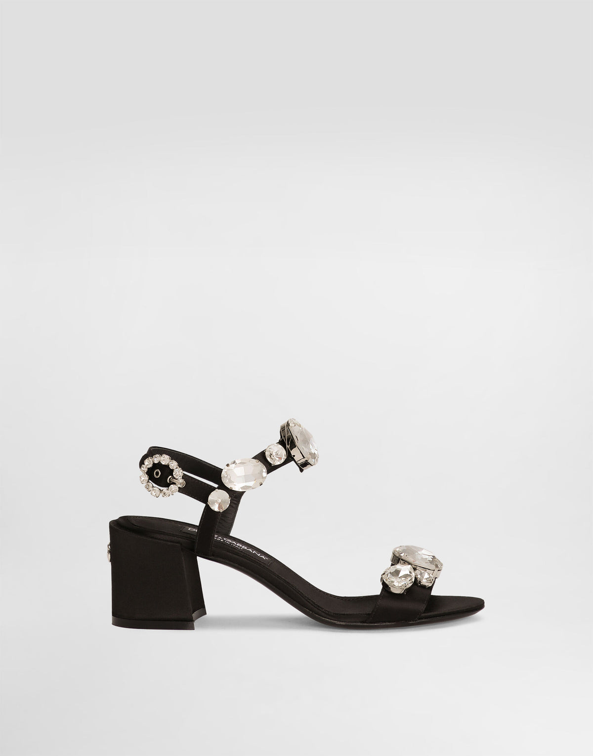 Satin sandals with gemstone embellishment RUNWAY DELUXE