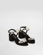 Satin sandals with gemstone embellishment RUNWAY DELUXE