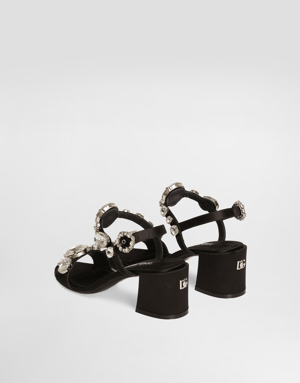 Satin sandals with gemstone embellishment RUNWAY DELUXE