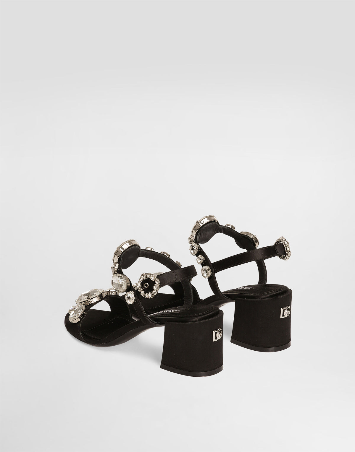 Satin sandals with gemstone embellishment RUNWAY DELUXE
