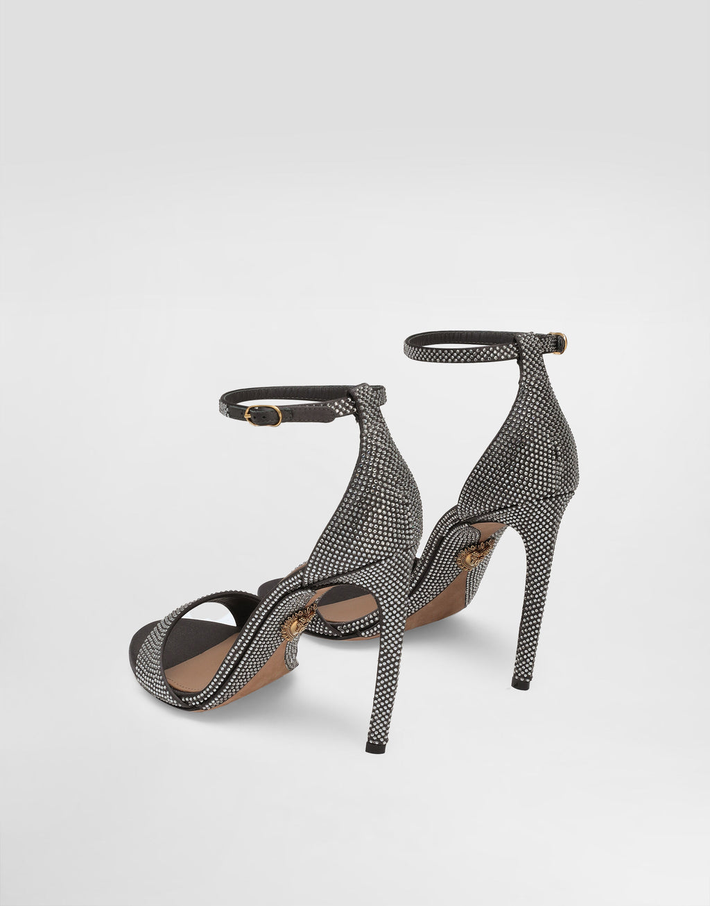 Silk satin sandals with rhinestones RUNWAY DELUXE