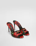 Rose-print calfskin mules