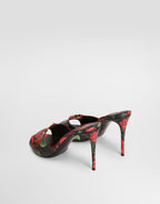 Rose-print calfskin mules