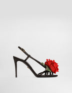 Satin sandal with flower RUNWAY DELUXE