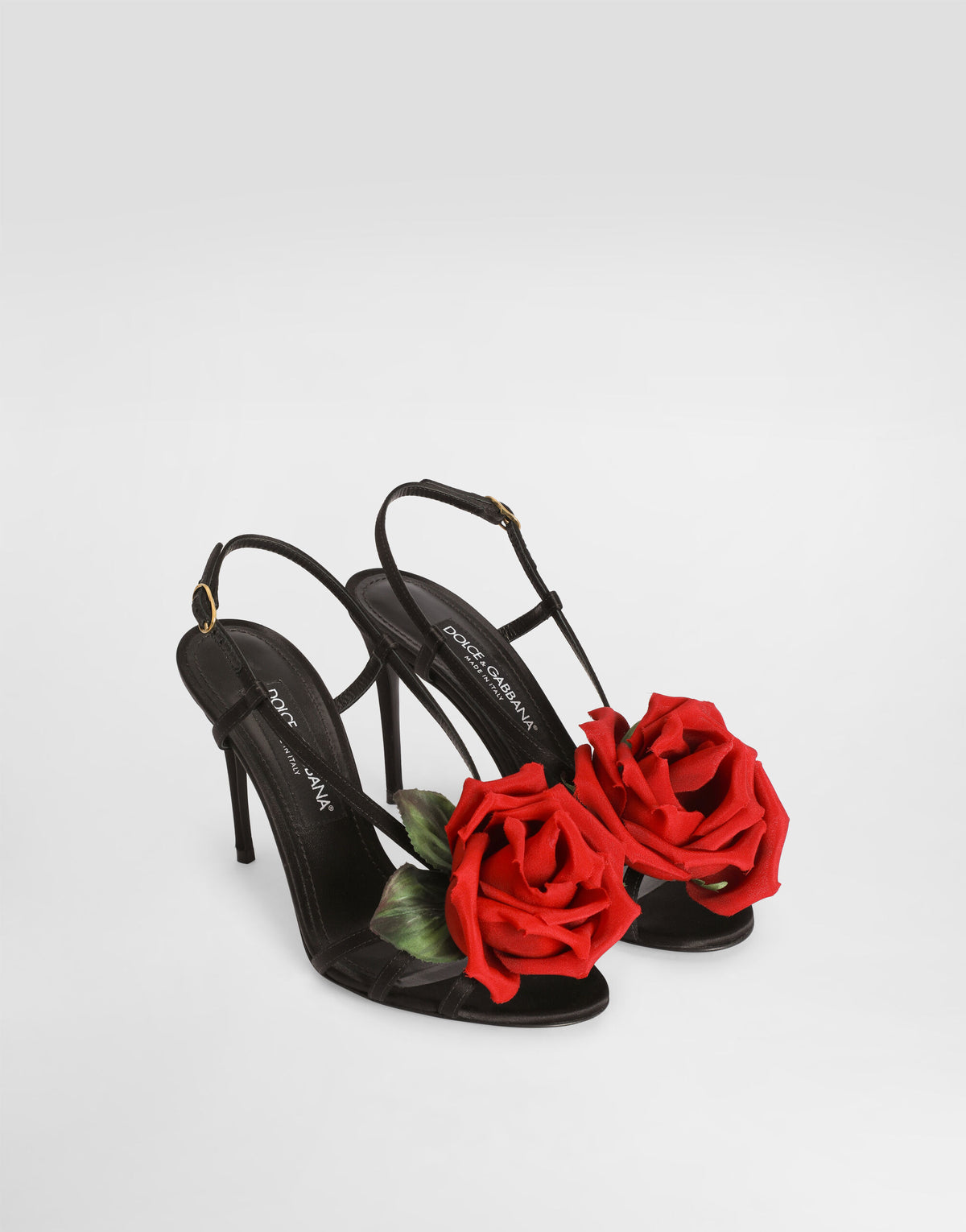 Satin sandal with flower RUNWAY DELUXE