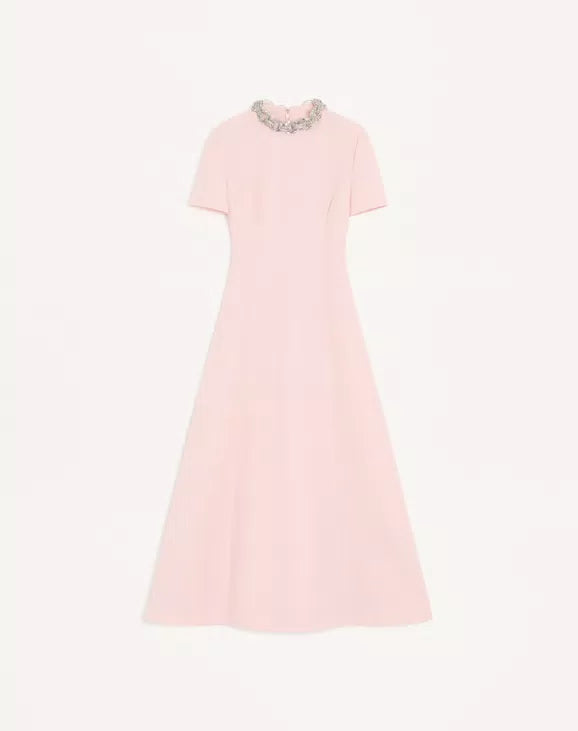 Crepe Couture Embroidered Midi Dress