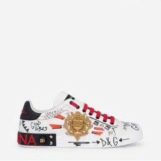 CALFSKIN PORTOFINO SNEAKERS WITH EMBROIDERY AND STUDS