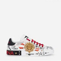 CALFSKIN PORTOFINO SNEAKERS WITH EMBROIDERY AND STUDS