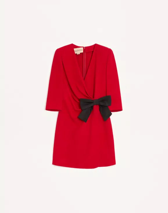 Cady Couture Short Dress With Faille Bow