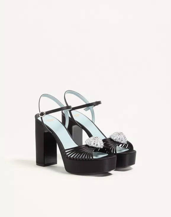 Coeur Royal Platform Sandal In Satin 115Mm