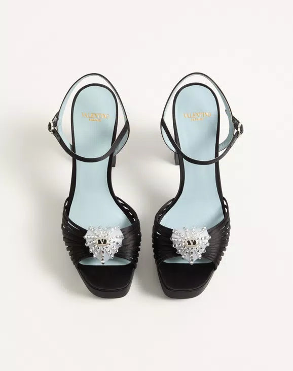 Coeur Royal Platform Sandal In Satin 115Mm