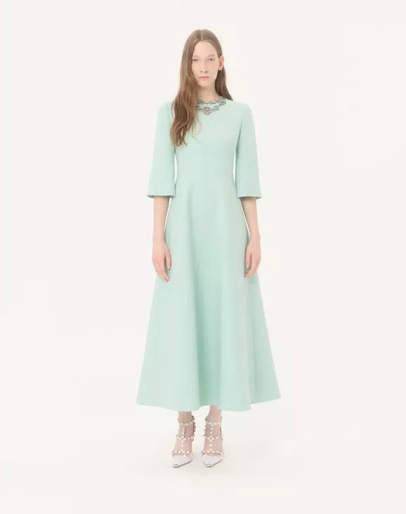 Crepe Couture Embroidered Midi Dress