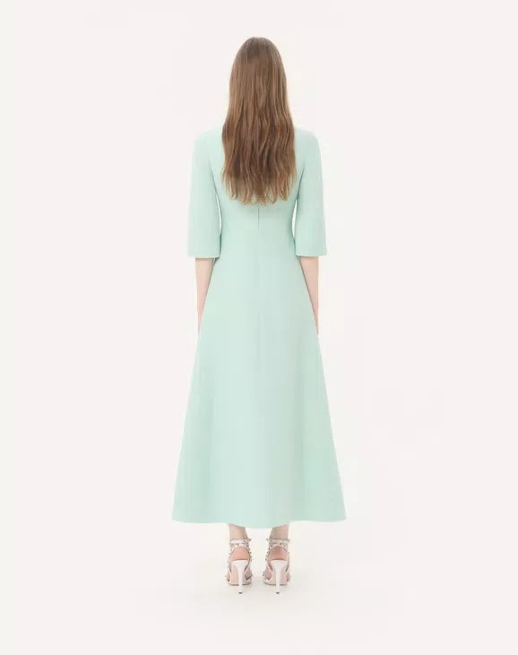 Crepe Couture Embroidered Midi Dress