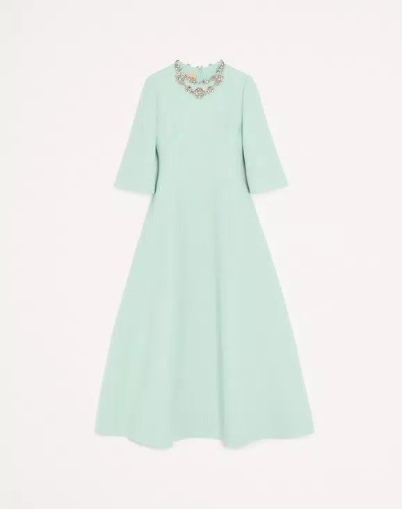Crepe Couture Embroidered Midi Dress
