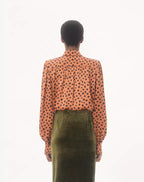 Crepe Satin Shirt With Plus De Pois Dalmata Print