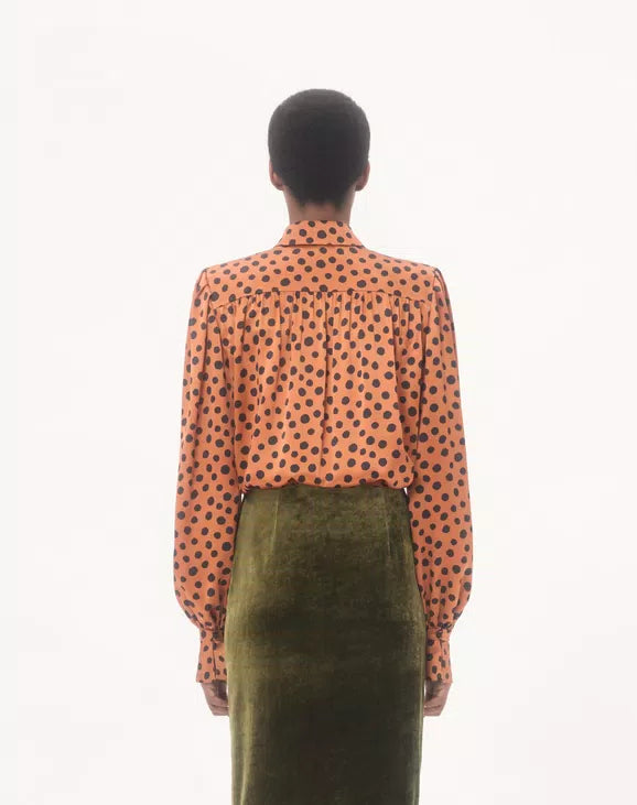 Crepe Satin Shirt With Plus De Pois Dalmata Print