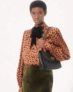 Crepe Satin Shirt With Plus De Pois Dalmata Print