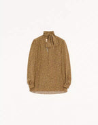 Crepe De Chine Shirt With Fauve Éclat Micromacula Print