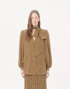 Crepe De Chine Shirt With Fauve Éclat Micromacula Print