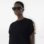 Check Trim Cotton T-shirt Dress