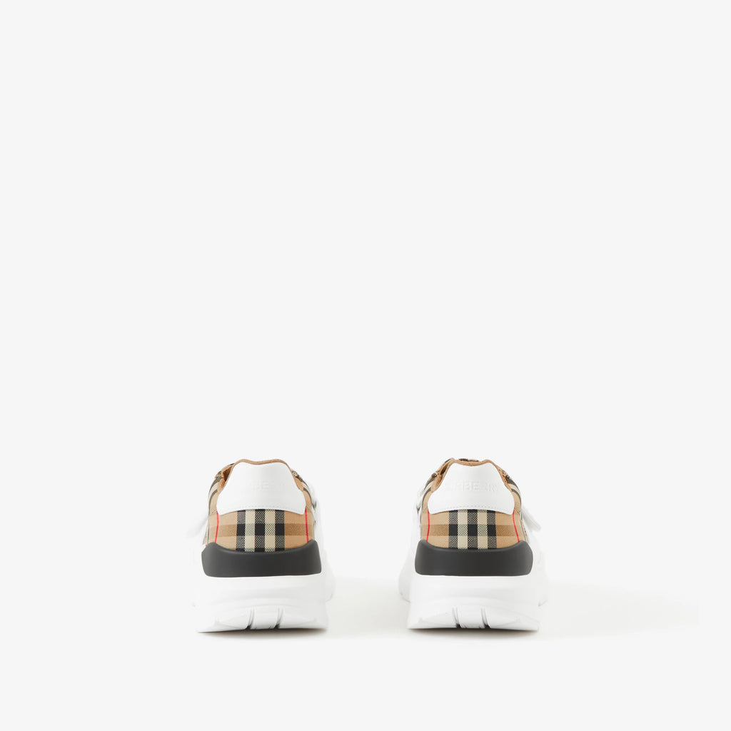 Check and Leather Sneakers