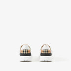 Check and Leather Sneakers