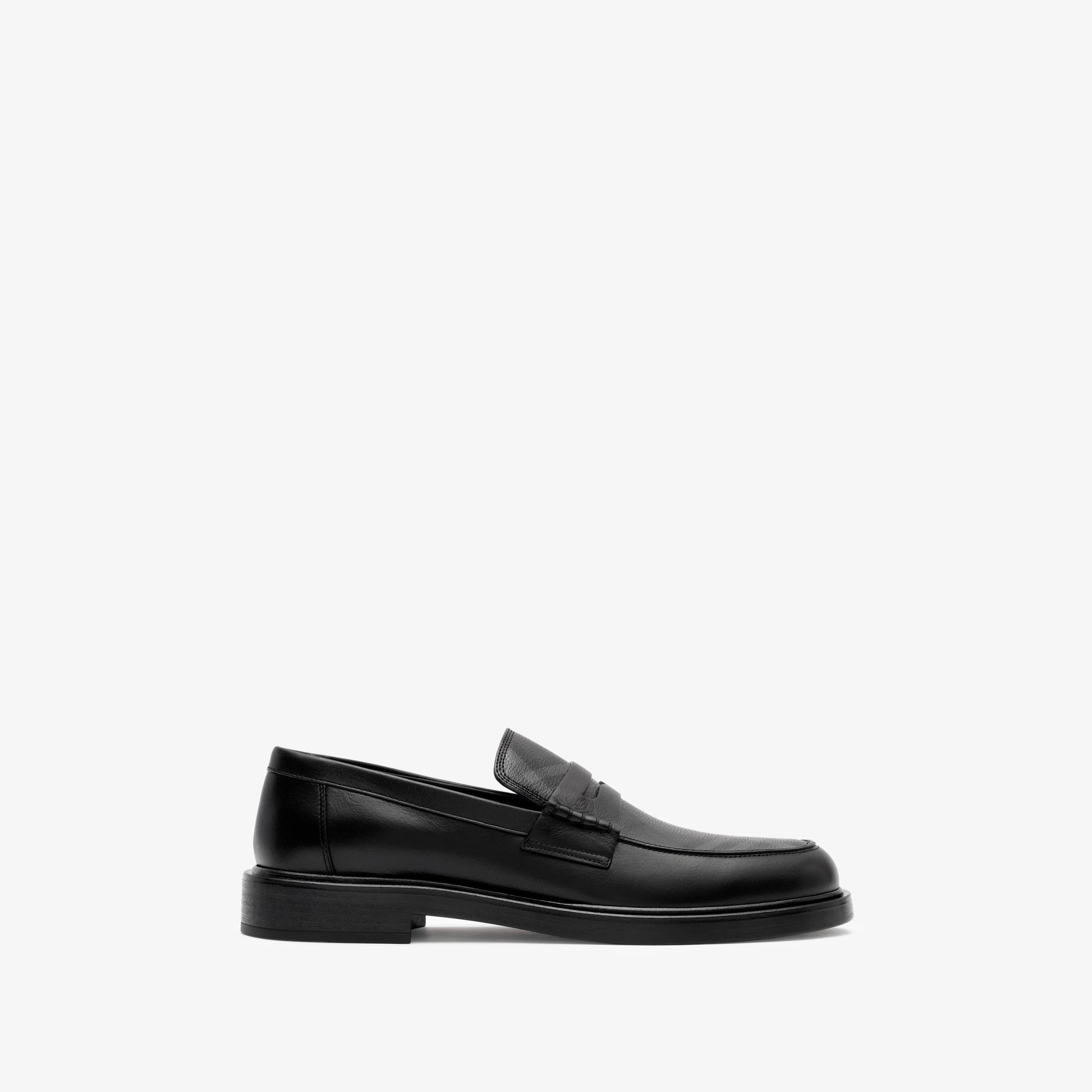 Check and Leather Pembroke Loafers