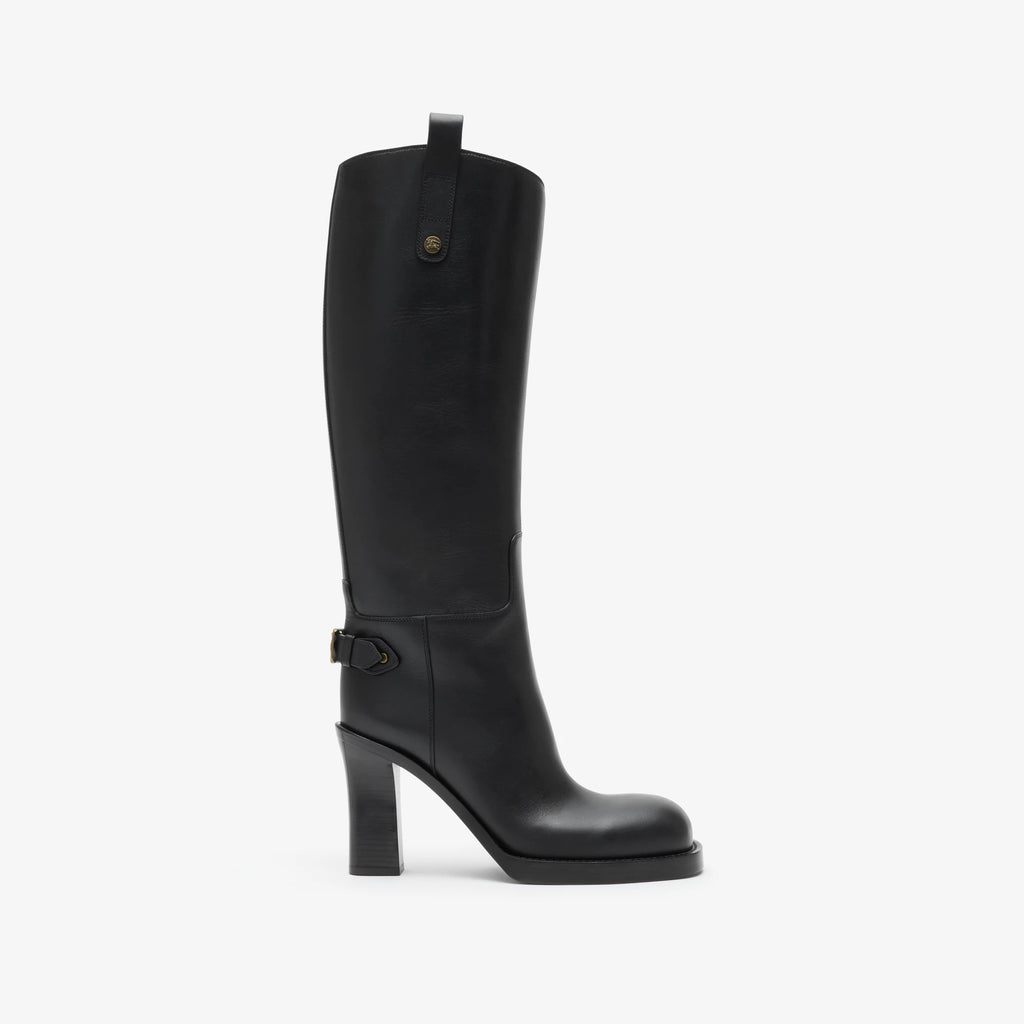 Leather Cavalier Heel Boots
