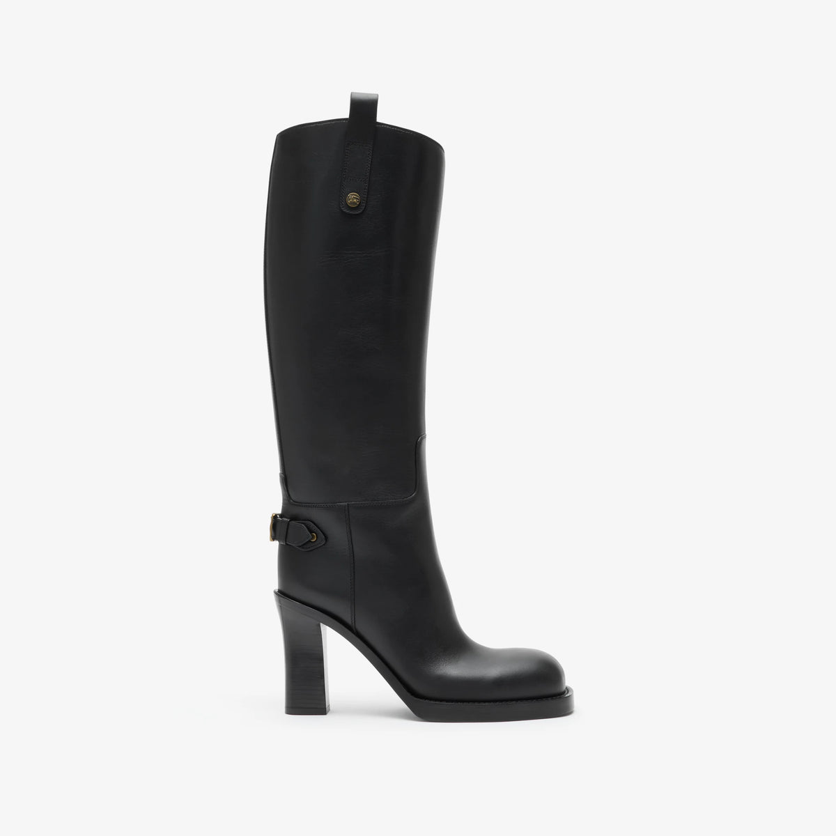 Leather Cavalier Heel Boots