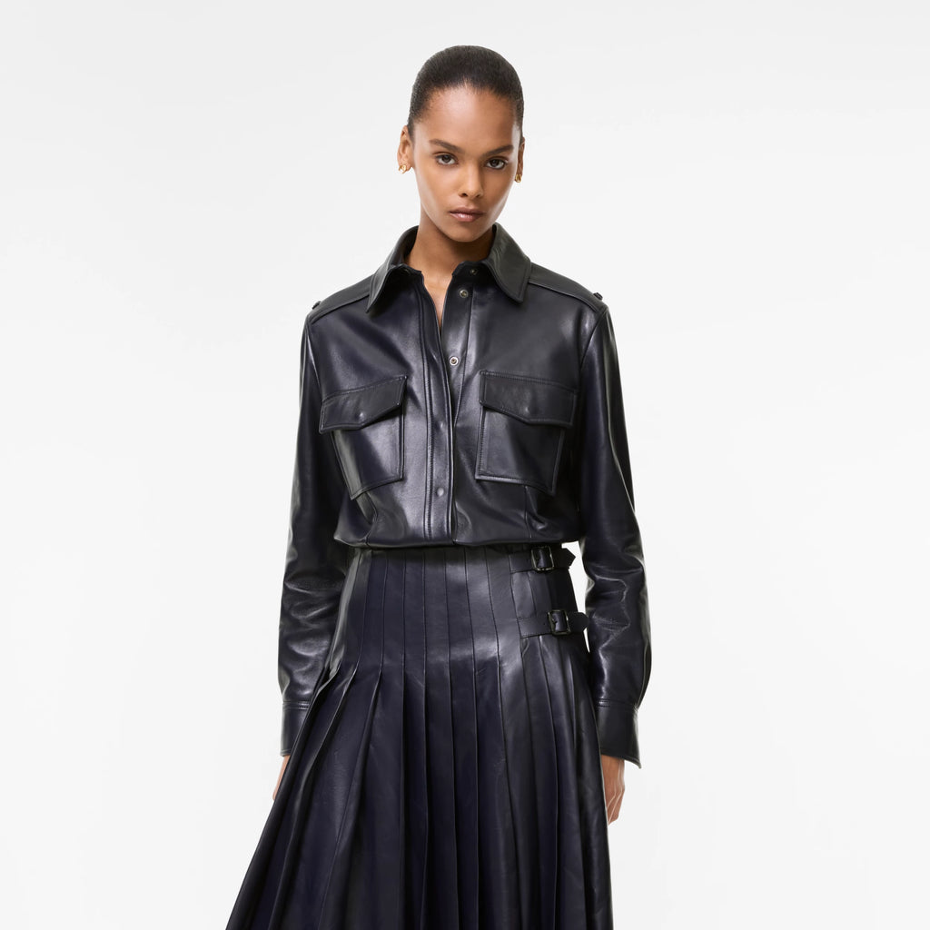 Classic Fit Leather ShirtPrice undefined Runway Iris purple RUNWAY DELUXE
