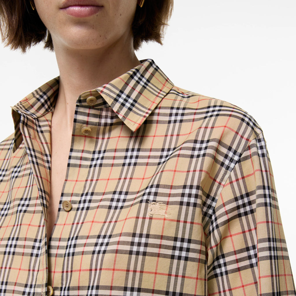 Classic Fit Check Cotton ShirtPrice undefined Sand beige RUNWAY DELUXE